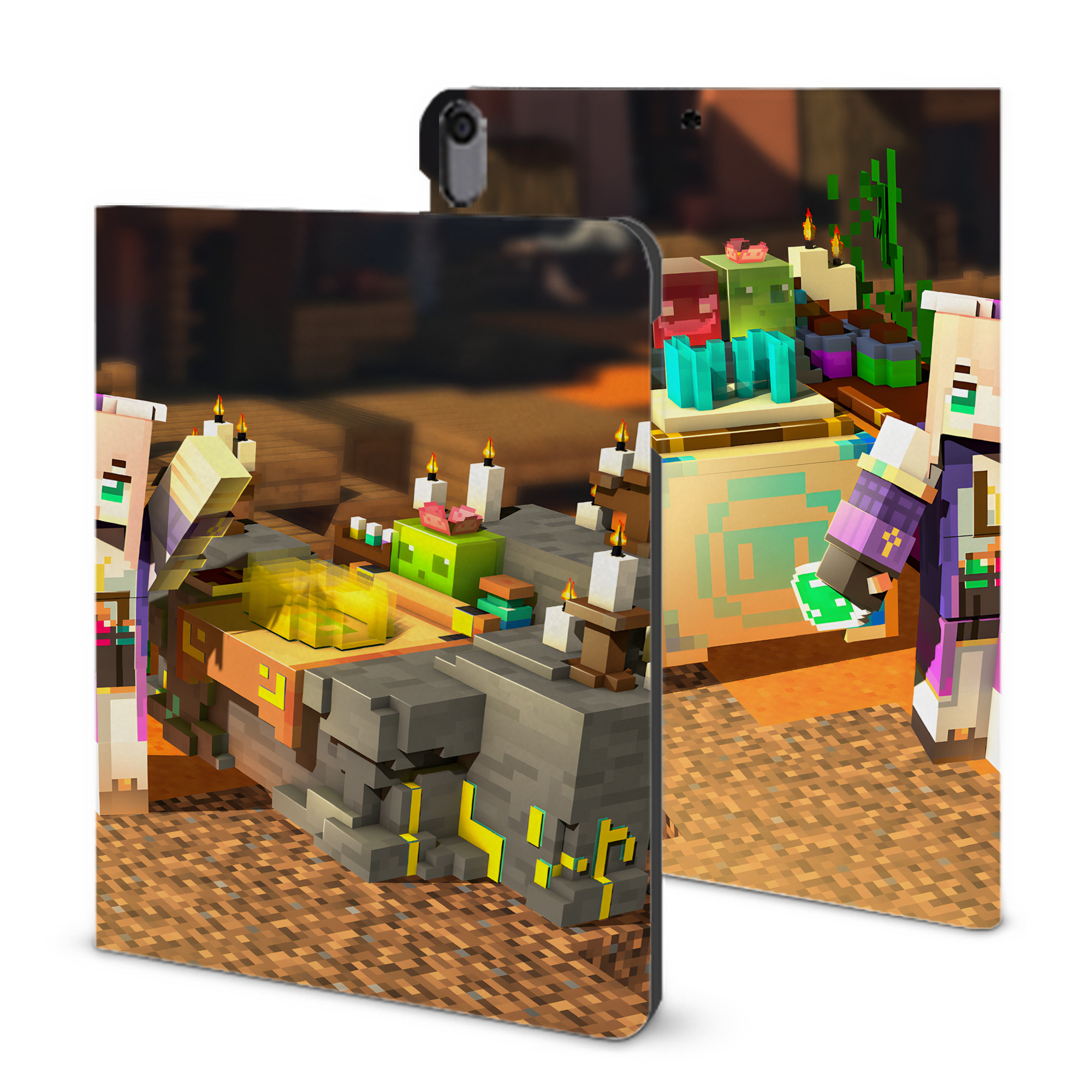 （画像用） マインクラフト ブロックの世界 Minecraft MC Block world IPad ケース ブック型 PUレザー TPU 耐衝撃 軽量 薄型 ペン収納なし 全面保護 IPad 各モデル対応